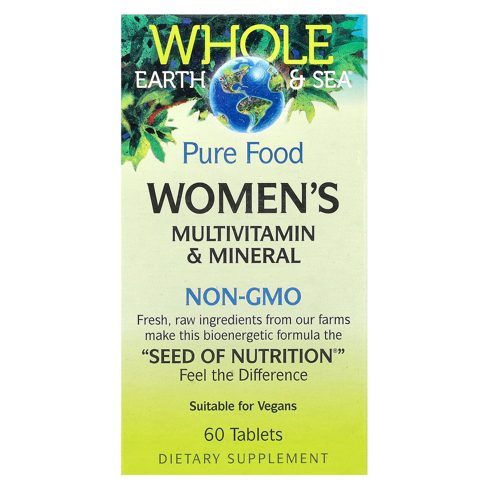 Natural Factors, Whole Earth & Sea®, мультивитамины и минералы для женщин, 60 таблеток