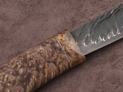 Якутский нож "Амга", сталь Х12МФ, рукоять стабилизированная карельская береза/акрил