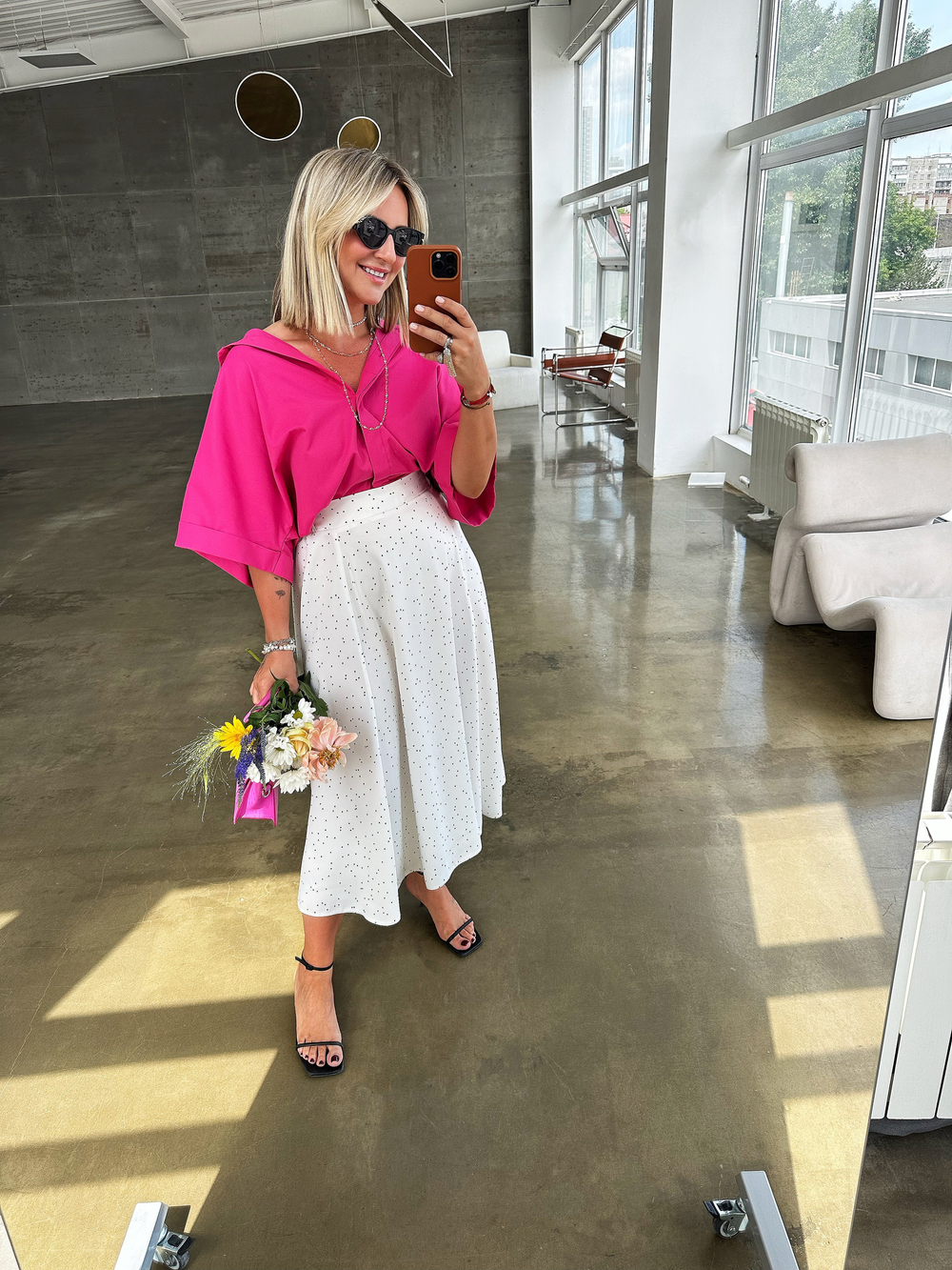 Рубашка с коротким рукавом фуксия