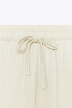 ZARA ПРЯМЫЕ ХЛОПКОВЫЕ БРЮКИ, ЭКРЮ