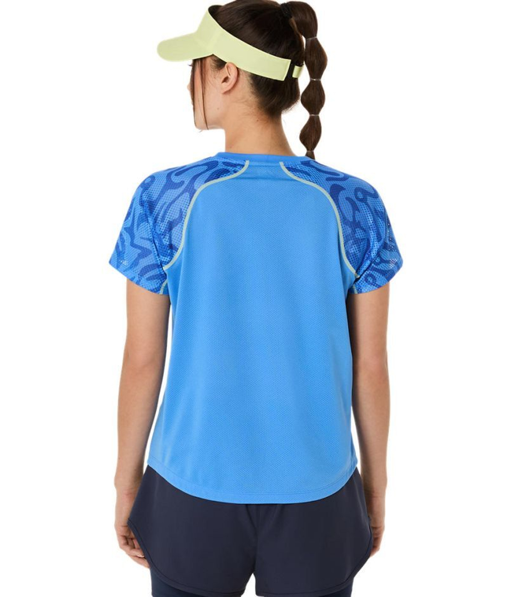 Женская теннисная футболка Asics Match Game Short Sleeve - небесный