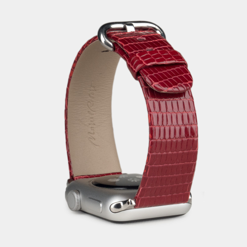 Ремешок для Apple Watch 40/41/42 mm из кожи ящерицы, красного цвета