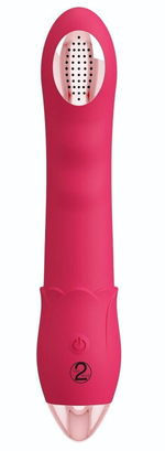 Малиновая насадка на душ с вибрацией Showers to orgasm - 20,1 см. (Цвет: малиновый)