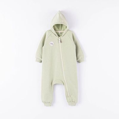 Warm hooded jumpsuit 3-18 months - Desert Sage