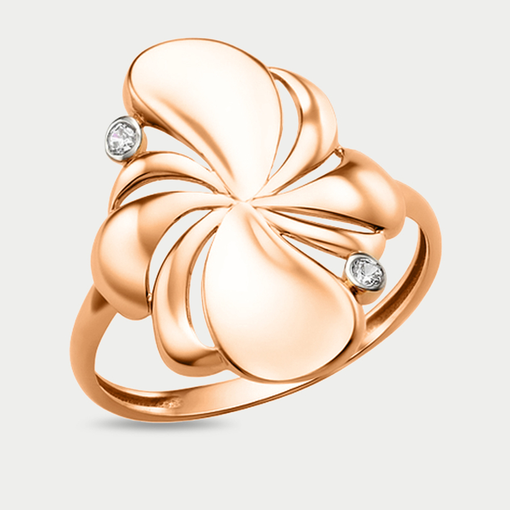Кольцо женское из розового золота 585 пробы с фианитами (арт. 014561-1102)