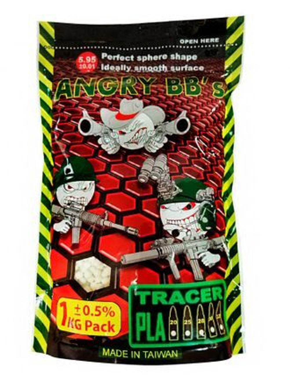 Шарики ТРАССИРУЮЩИЕ ANGRY BBs® 0,32 (ЗЕЛЕНЫЕ, 1кг. пакет) AG-032TRG