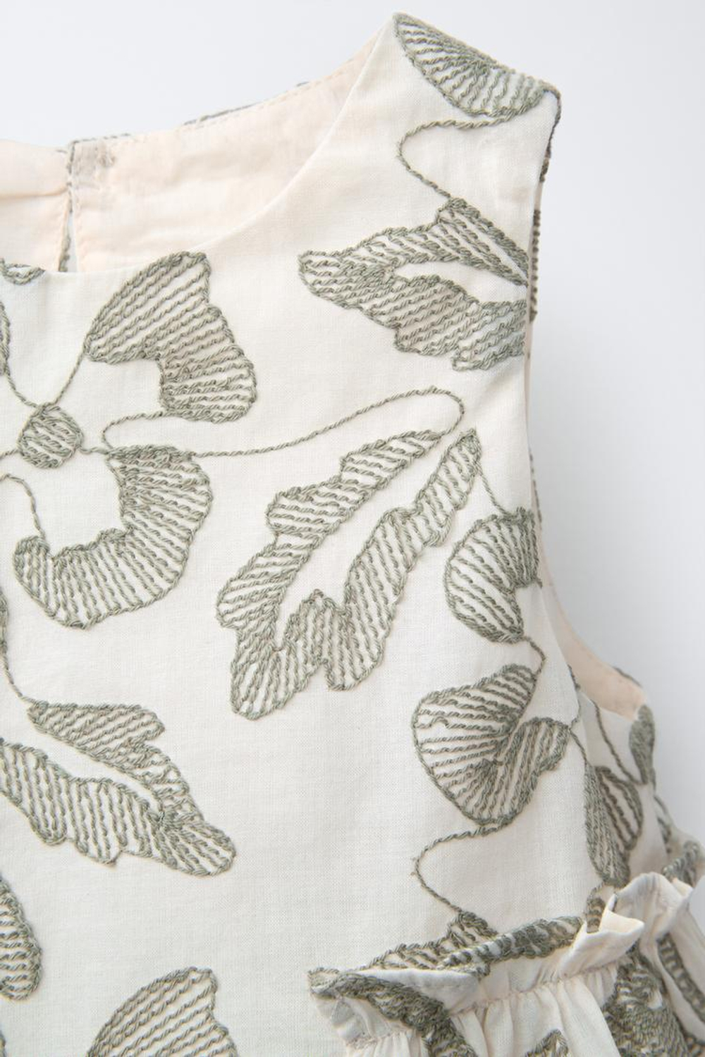 ZARA БЛУЗА С ЦВЕТОЧНОЙ ВЫШИВКОЙ, МЯГКИЙ ЗЕЛЕНЫЙ