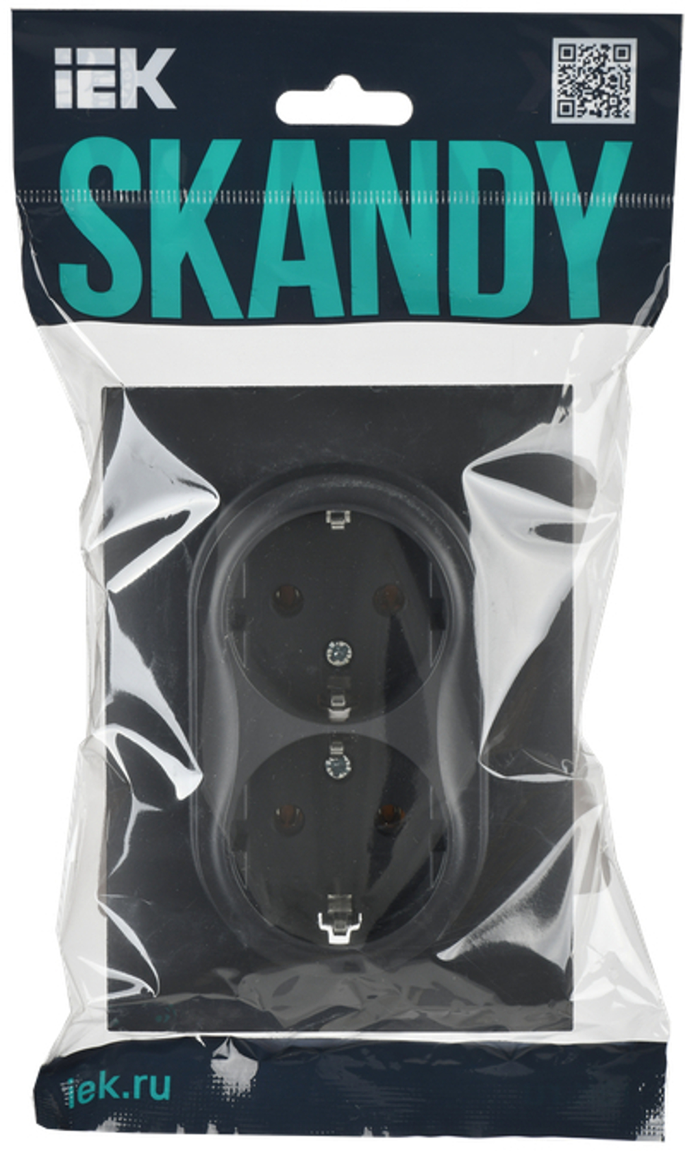 SKANDY Розетка 2-местная с заземлением без защитных шторок 16А в сборе SK-R08T титан IEK