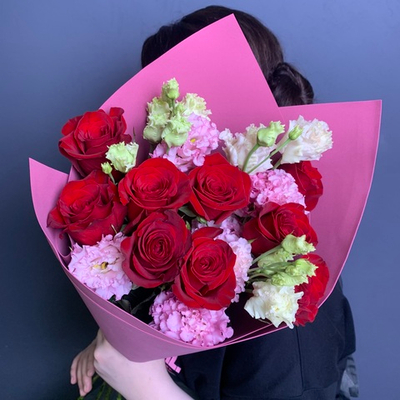 Букет "Флер"(роза ,эустома)