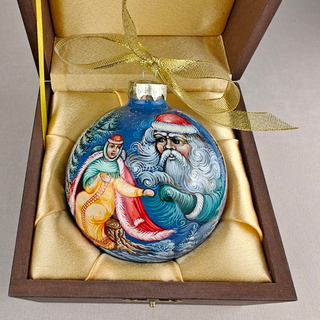 Шар новогодний с ручной росписью Палех "Морозко" в футляре