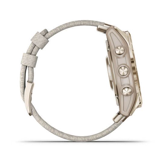 Умные часы Garmin FENIX 7S Sapphire Solar титановый кремовый с нейлоновым ремешком