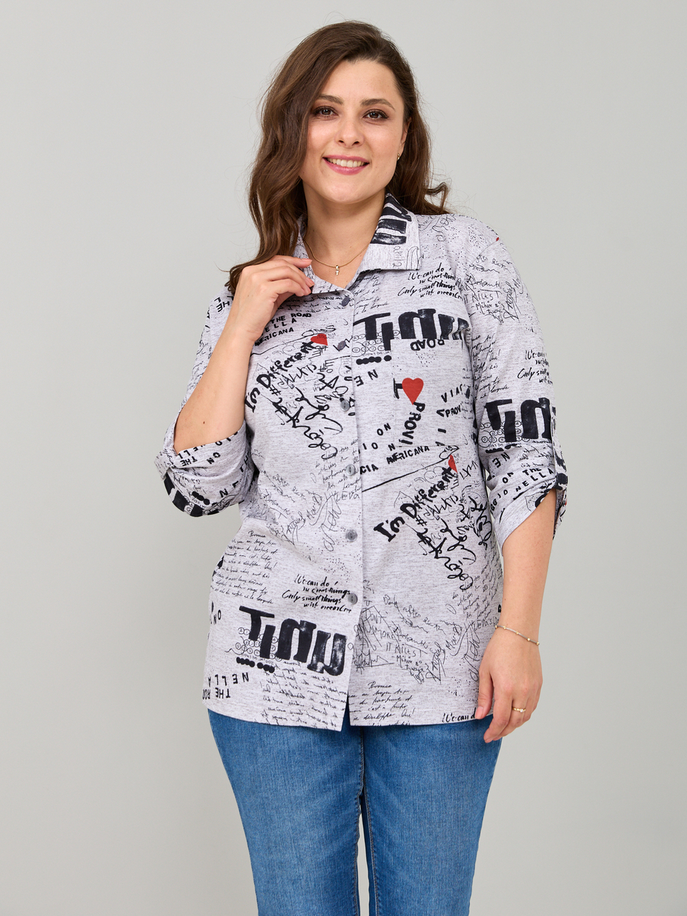 Рубашка Р-001/серый-газета