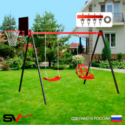 Уличные качели Sv Sport УК169КП2 (3.0м/Щит баскет/"Лодочка"/Со спинкой/Подвесы на подш 2к)
