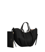 Сумка Polene Cyme Mini EDITION TEXTURED BLACK WITH ECRU STITCHING