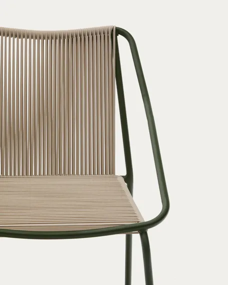 Уличный стул Zivia из веревки цвета экрю и оцинкованной стали зеленого цвета