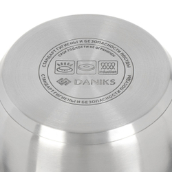 Кастрюля нерж, 3 л, с крыш, крышка стекло, Daniks, Перл, GS-01205-18, индукц