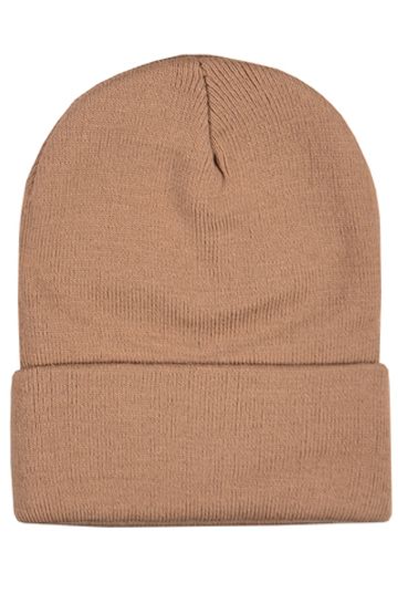 Шапка с подворотом песочная