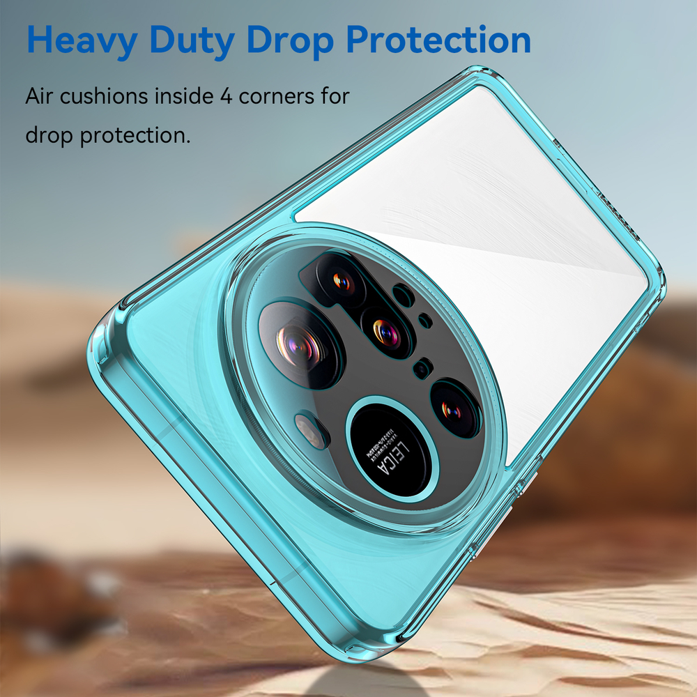 Прозрачный чехол с усиленными рамками бирюзового цвета для Xiaomi 15 Ultra, увеличенные защитные свойства