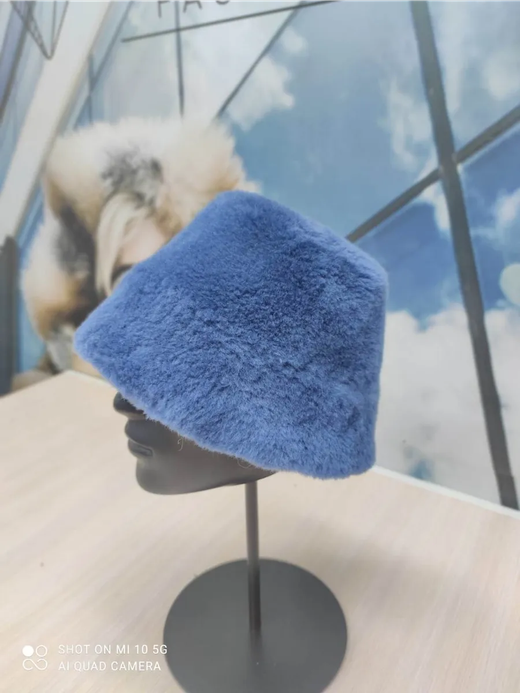 Панама теплая из шерсти, синяя, SilverFox