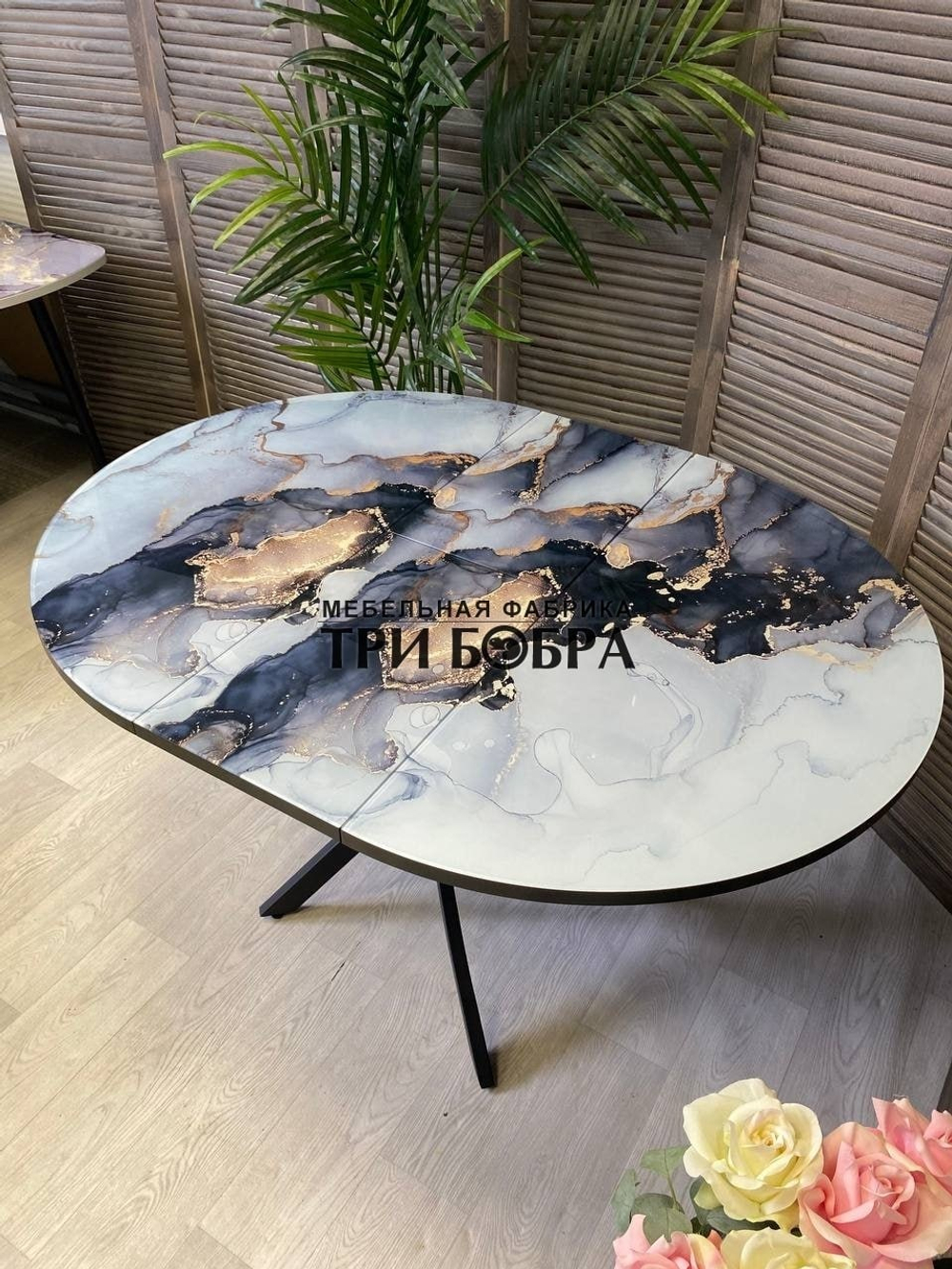 Стол круглый стеклянный "Смола"