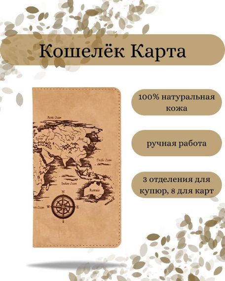 Фото функционального кошелька Карта из светло-коричневой кожи Инфографика