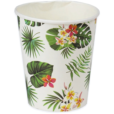 Набор бумажных стаканов «Тропические листья» в ассортименте, 250 мл,6 шт, еврослот