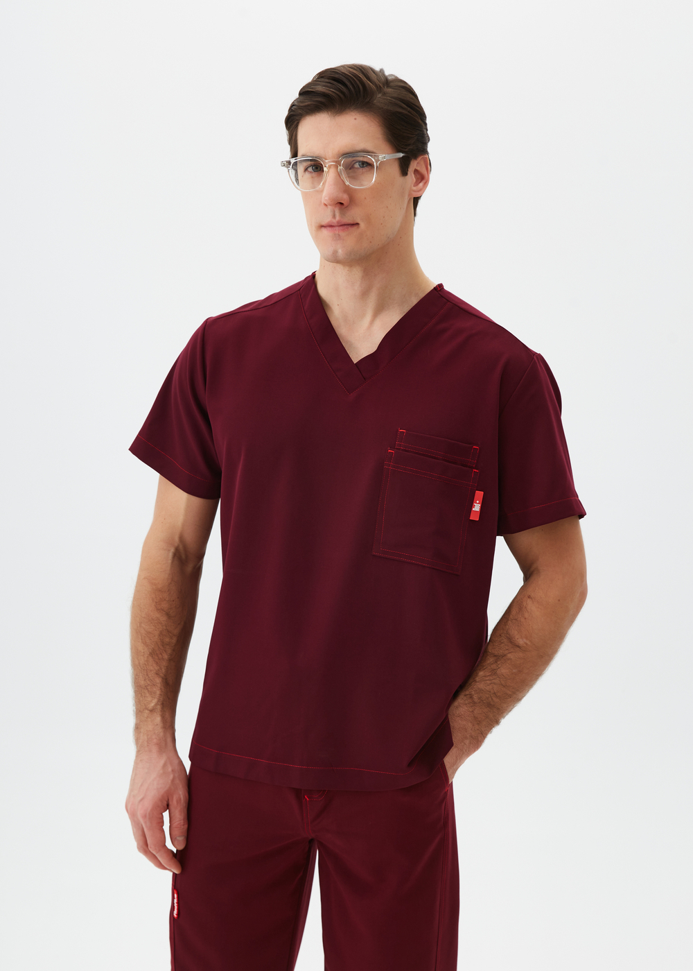 Топ медицинский мужской Гекай, бордо