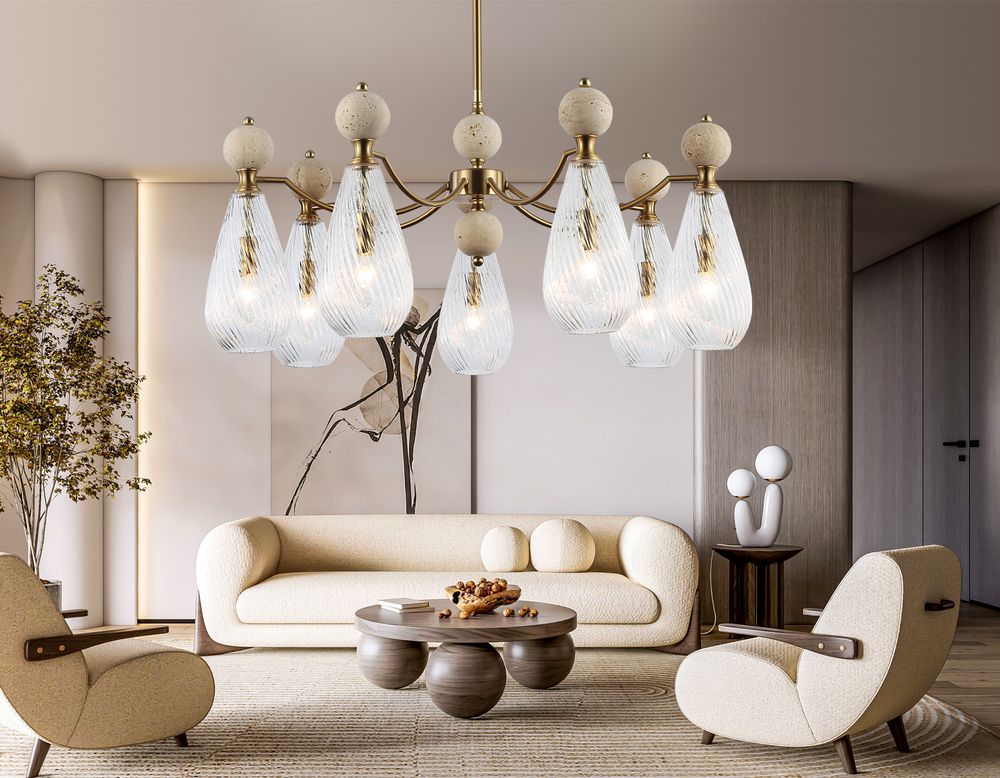 Ambrella Люстра на штанге с травертином Ceramo Modern LH53287