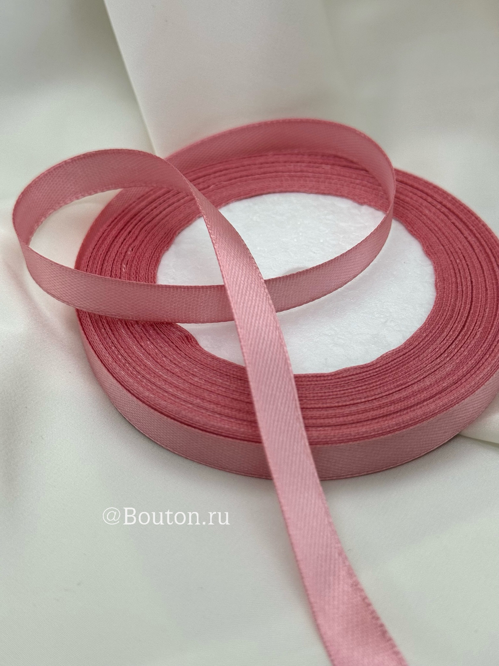 Атласная лента пыльно-розовая 1 см