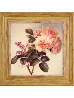 Картина настенная интерьерная в раме "под дерево" 26*26 см