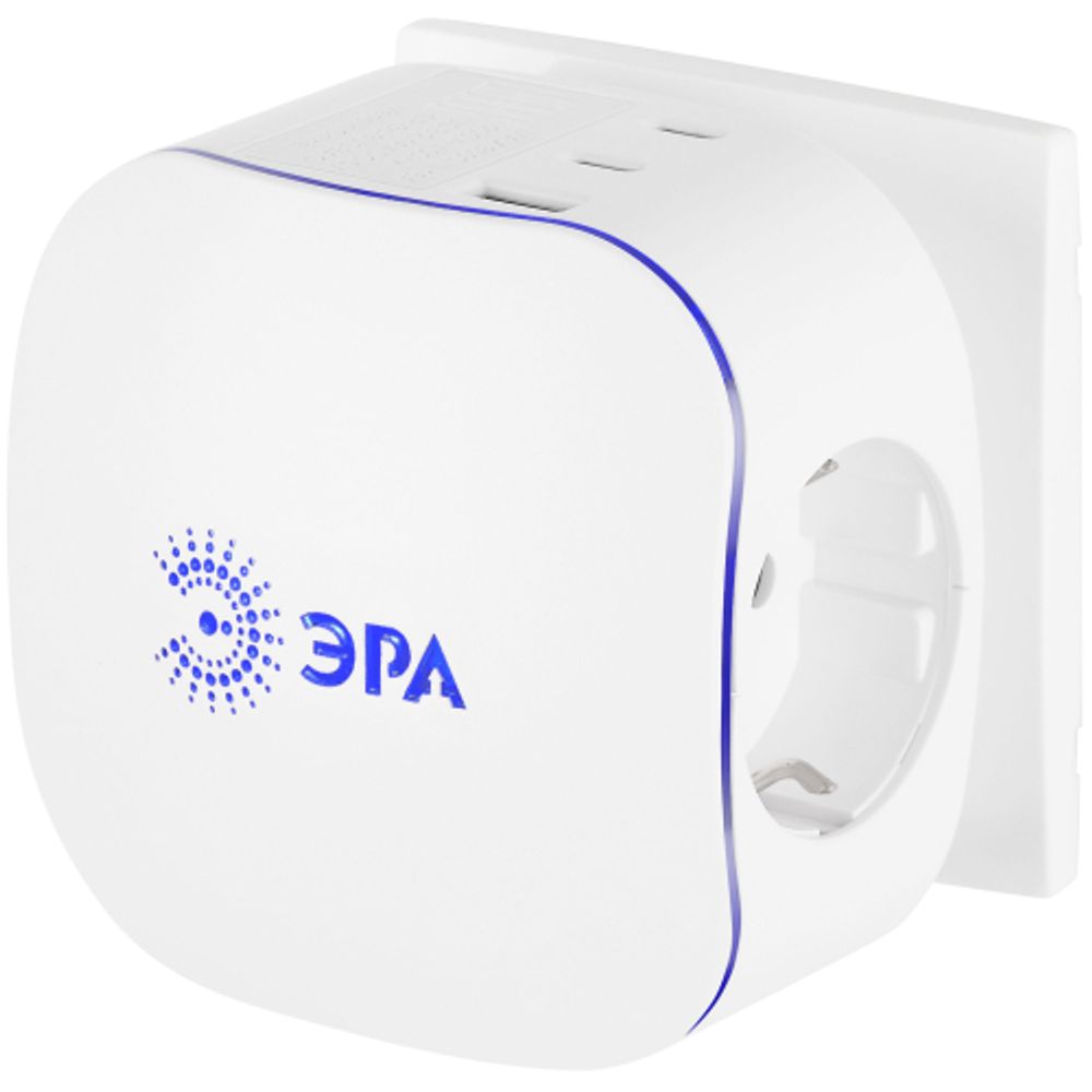 Разветвитель электрический ЭРА SP-3e-3USBAC-W на 3 розетки + 3 USB A+C с заземлением со шторками 16А белый