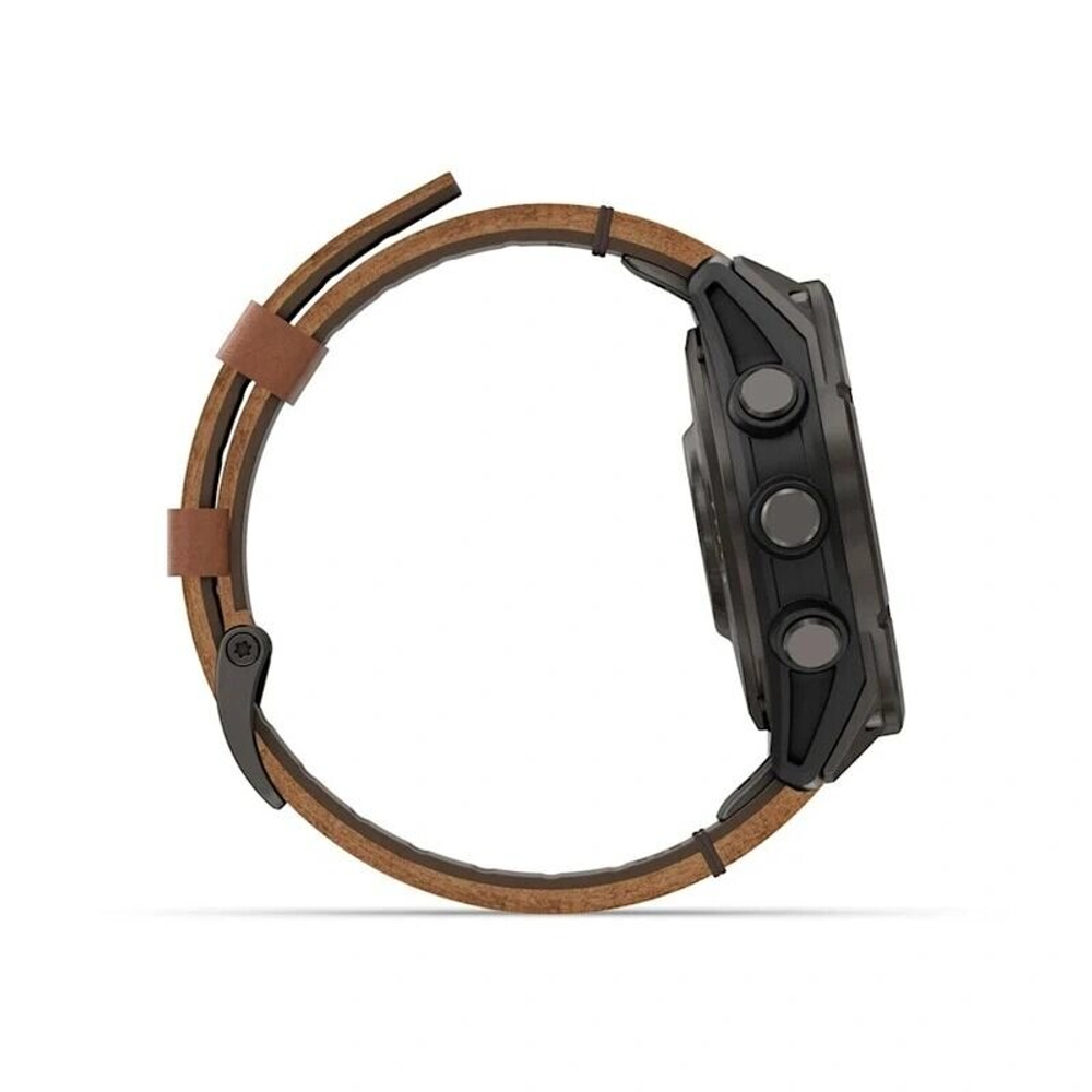 Умные часы Garmin Fenix 8 Pro 47mm, Amoled/Sapphire, Carbon Grey DLC Titanium wiht Chestnut Leather Band + Black/Pebble Gray Silicon Band (010-03198-40)