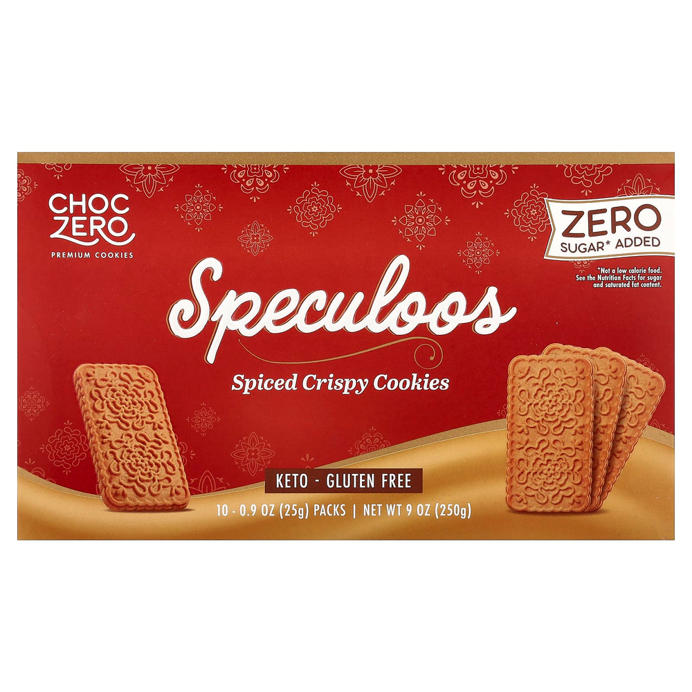 ChocZero, Премиальное печенье, Speculoos, хрустящее печенье со специями, 10 пакетиков по 25 г (0,9 унции)