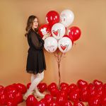 Шар (12''/30 см) Сохну по тебе ..., Красный/Белый, пастель, 2 ст, 25 шт.