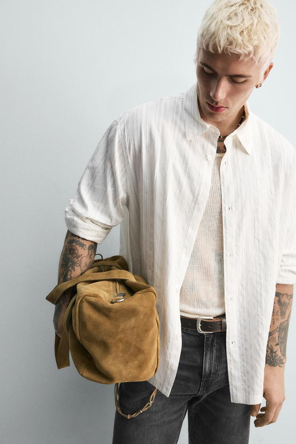 ZARA РУБАШКА В ПОЛОСКУ, БЕЛЫЙ