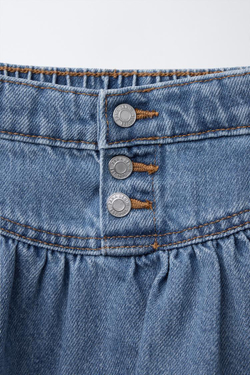 ZARA ЮБКА ИЗ ДЕНИМА С ПУГОВИЦАМИ, ВЫЦВЕТШИЙ СИНИЙ