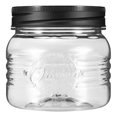 Банка с эмбоссингом круглая Original 0,6л (черный)