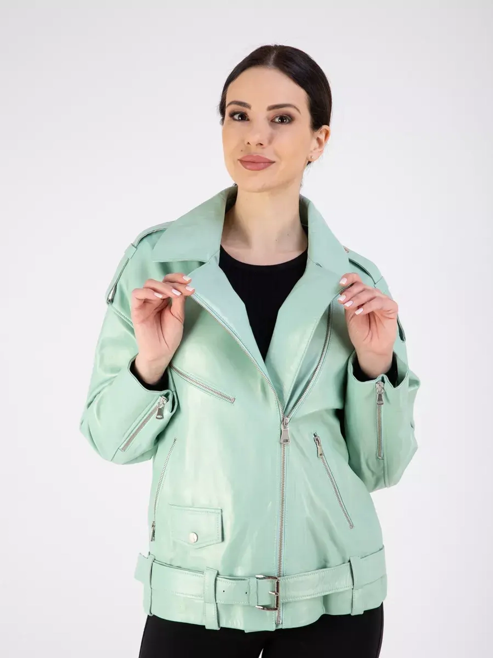 Косуха кожаная куртка оверсайз