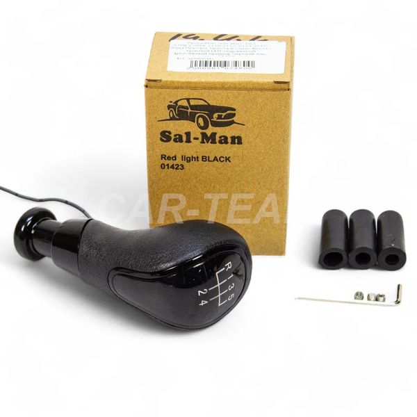Ручка КПП "Sal-Man" (арт. 01423) ВАЗ 2108-21099, 2110-2112, 2113-2115, Лада Приора в стиле Веста (рычажный привод, черный лак) с красной LED-подсветкой