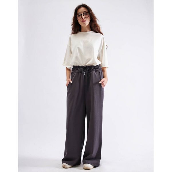 Брюки широкие серые - фото 5