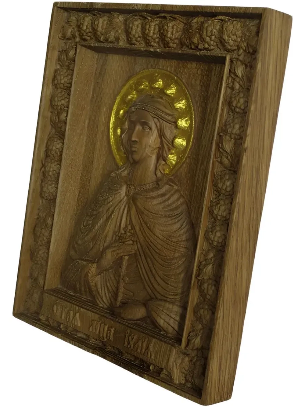 Икона Освященная Юлии Мученицы резная из массива дуба