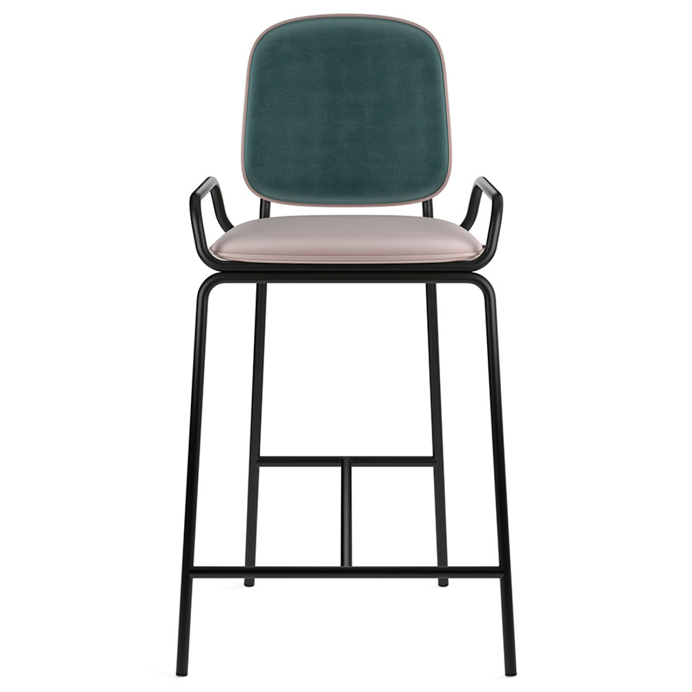 Стул полубарный Ror, 2 frame, велюр, черный/зеленый/розовый