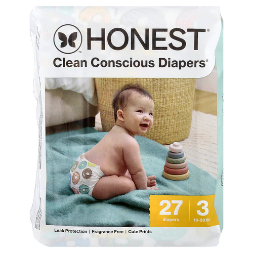 The Honest Company, Clean Conscious Diapers™, размер 3, 50–16 кг (16–28 фунтов), Donut Grow Up, 27 подгузников