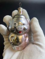 Ёлочная игрушка Поросёнок, герои сказки, стекло, подвесная, винтаж СССР 1960-1980 гг