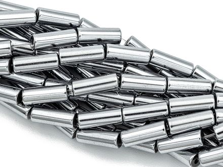 Нить гематитовых бусин "Трубочки" 3х9мм