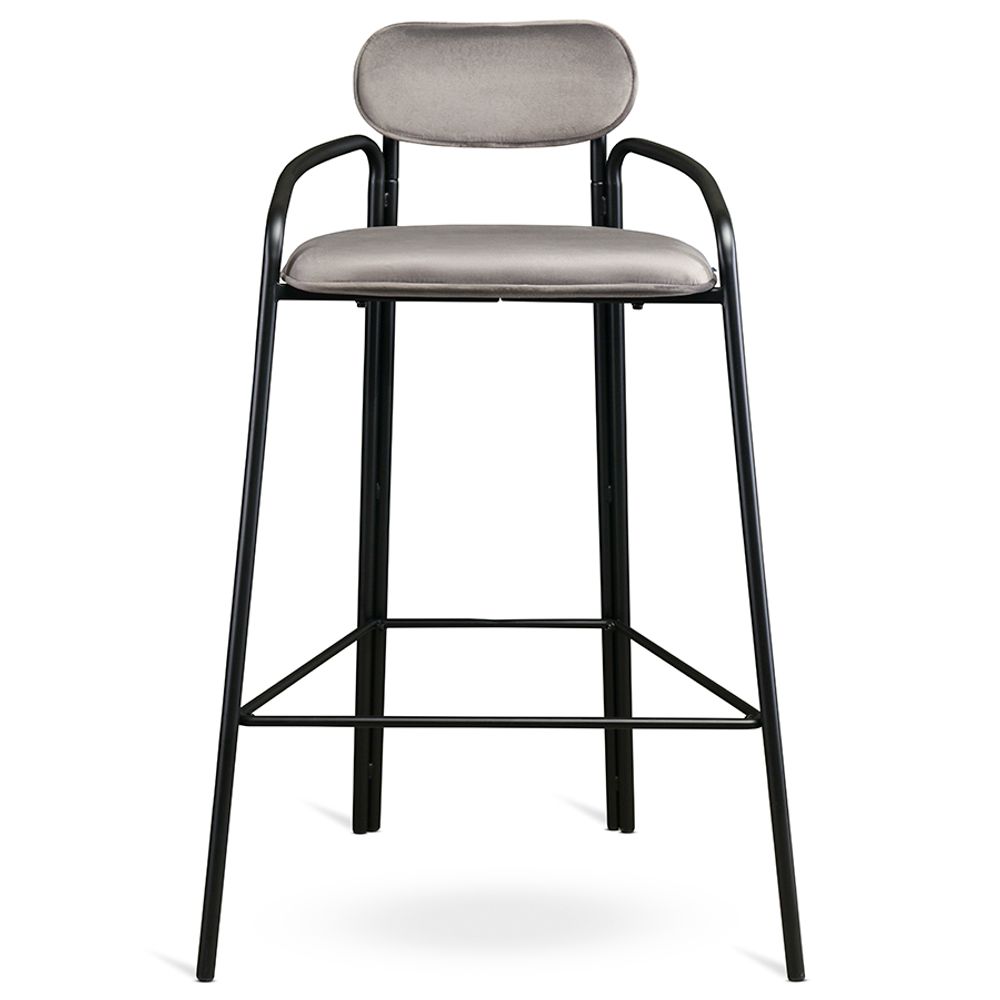 Стул барный Ror, Round, велюр, черный/серый