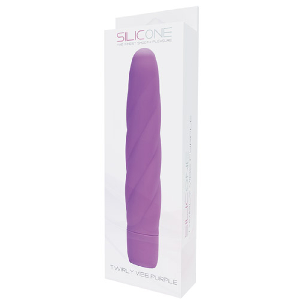 Фиолетовый вибратор со спиралевидным рельефом TWIRLY VIBE SILICONE - 19 см. (Цвет: фиолетовый)