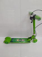 Самокат SCOOTER 3-х колесный (90мм) светящиеся, без амортизатора до 25кг, зеленый