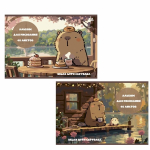 Альбом для рисования А4 40л., Alingar, на скрепке, мелованный картон (стандарт), 100 г/м2, "Капибара", 2 дизайна в пленке т/у