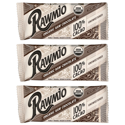 Rawmio, органический необработанный шоколад, без подсластителей, 100% какао, 3 плитки по 30 г (1,1 унции)
